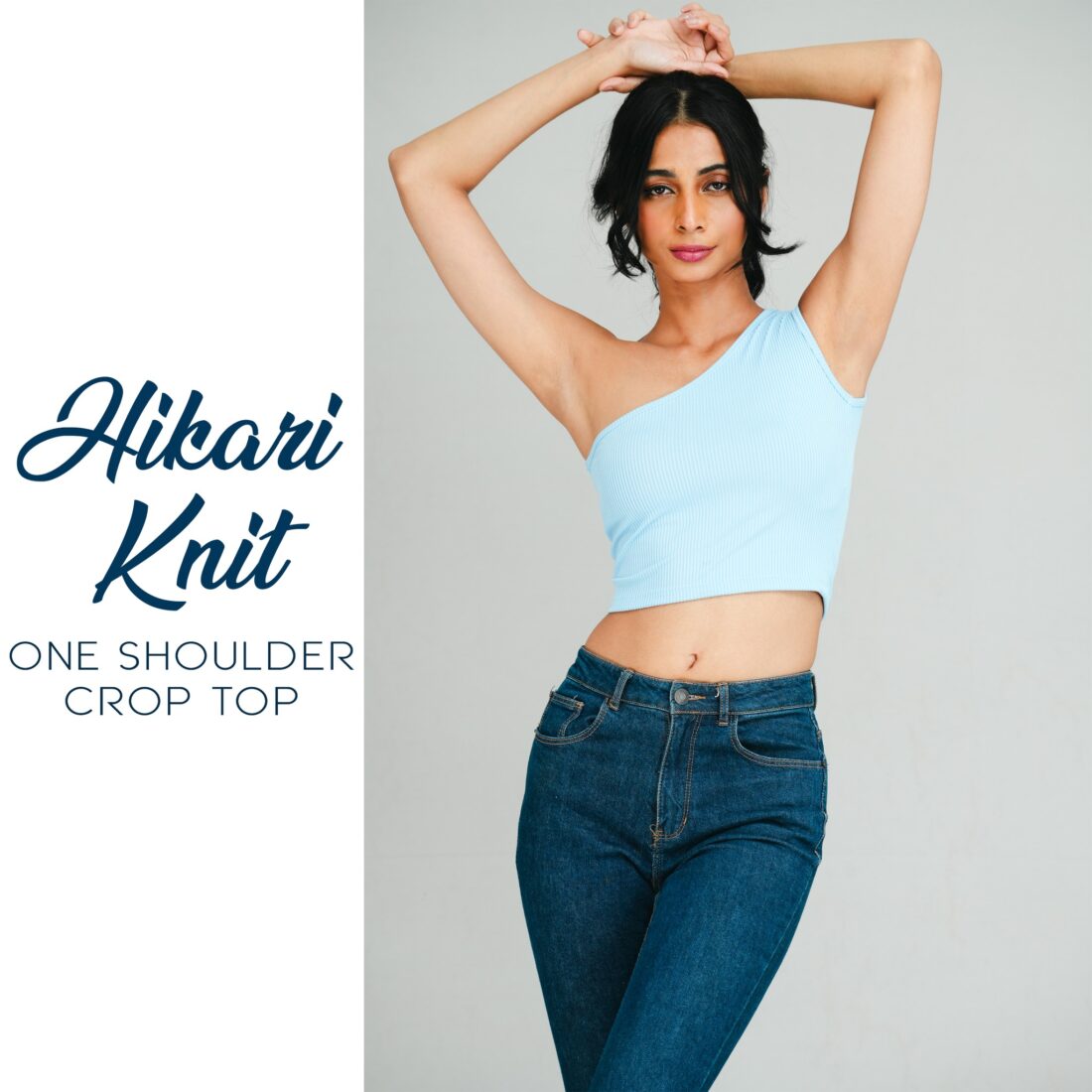 Blue One-Shoulder Crop Top - Image 2